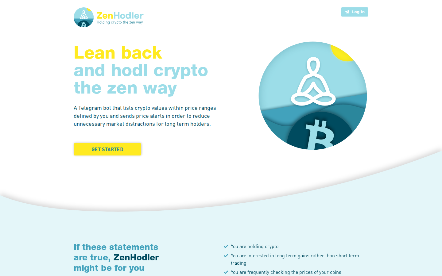 ZenHodler-Startseite mit Telegram-Bot für Preisalarme